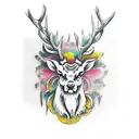 stag head tattoo design idea