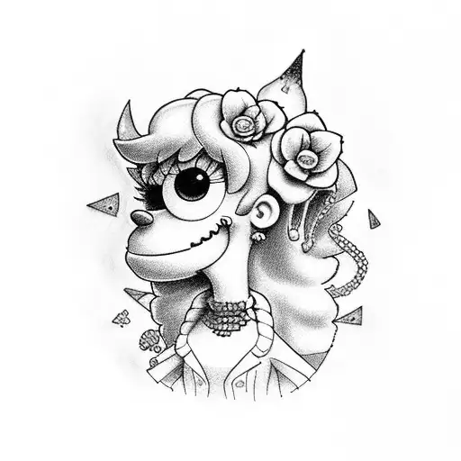 lisa Simpson de los 90s pero tapado por alguna flor tattoo design idea