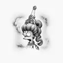 lisa Simpson de los 90s pero tapado por alguna flor tattoo design idea