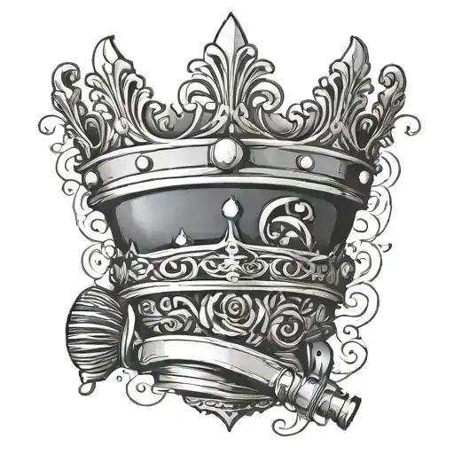 A majestic crown intertwined with musical notes and a microphone, symbolizing your passion for music and your royal status as a prince tattoo design idea