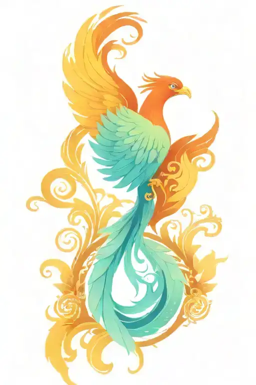art nouveau phoenix tattoo design idea