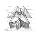 burning Viking boat tattoo design idea