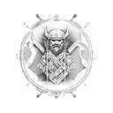 burning Viking boat tattoo design idea