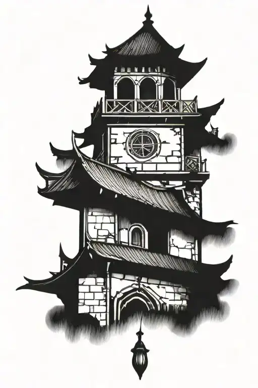bell tower tattoo design idea