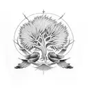 family tree with eagle tattoo design idea