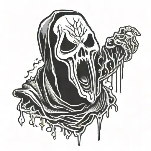 ghostface from scream in heart with blood tattoo design idea