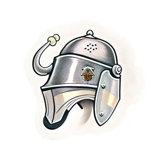 knights helmet tattoo design idea