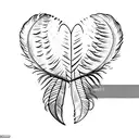 two feather pen forming a heart tattoo design idea