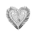 two feather pen forming a heart tattoo design idea