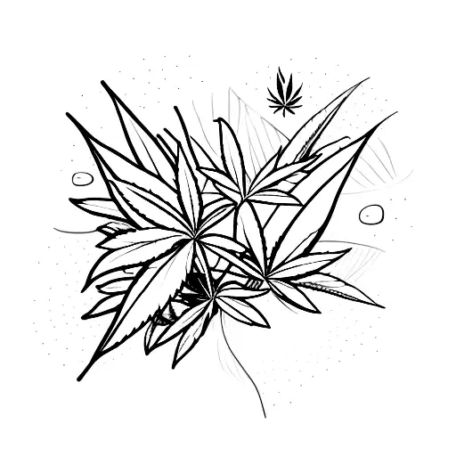 tent with marijuana leaf on the side tattoo design idea
