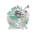 wabi Sabi city nature storyteller tattoo design idea