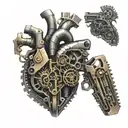 An intricate mechanical heart with gears and pistons, symbolizing the love for guns and cars tattoo design idea