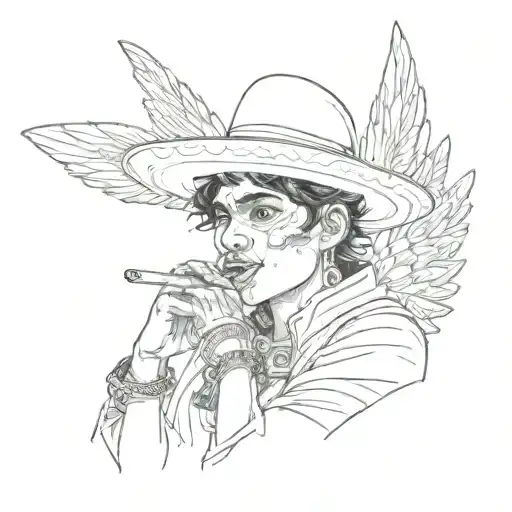 mexican ganster angel shushing people tattoo design idea