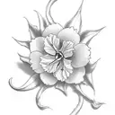 narcissus and holly flower tattoo design idea