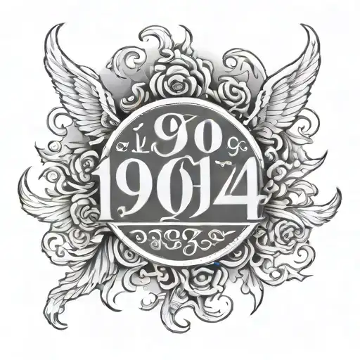 1994 as lettering and shadows tattoo design idea
