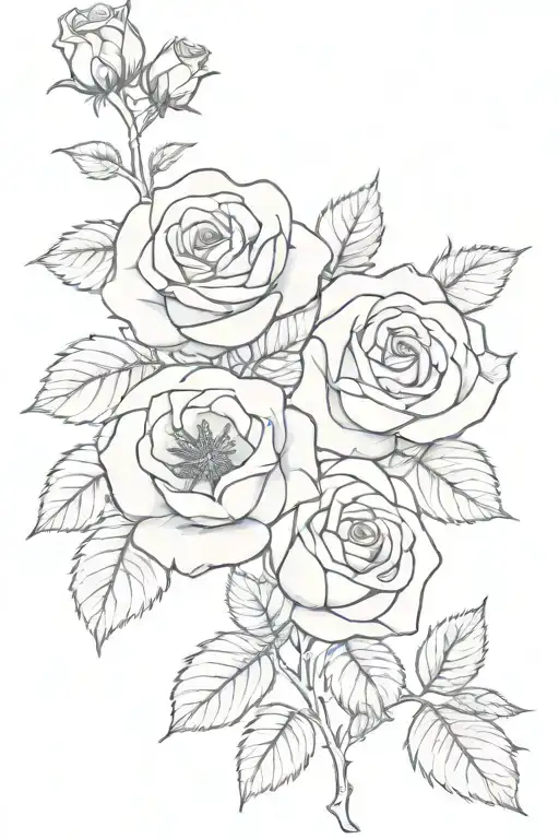 Rose and Violet flower together    tattoo design idea
