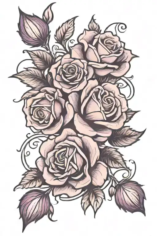 Rose and violet flower together   tattoo design idea