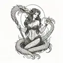 Dark evil siren tattoo design idea
