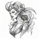 Dark evil siren tattoo design idea