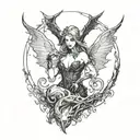 Dark evil siren tattoo design idea