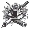 coffee and pool cue tattoo design idea