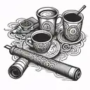 coffee and pool cue tattoo design idea