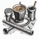 coffee and pool cue tattoo design idea