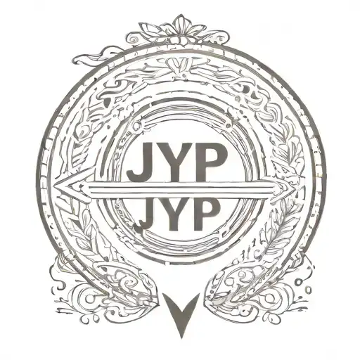 In Circle ARROW WITH NAME "JYP" Written In Words  tattoo design idea