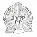In Circle ARROW WITH NAME "JYP" Written In Words  tattoo design idea