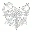 ZODIAC ARROW WITH NAME "JYP" tattoo design idea