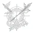 ZODIAC ARROW WITH NAME "JYP" tattoo design idea