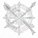 ZODIAC ARROW WITH NAME "JYP" tattoo design idea