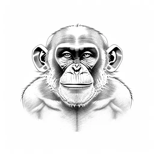 chimpanzee sitting  tattoo design idea