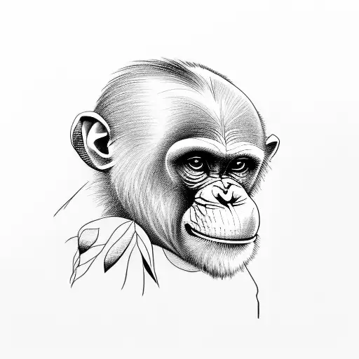 chimpanzee sitting tattoo design idea
