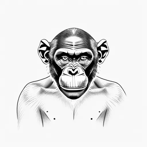 chimpanzee sitting tattoo design idea