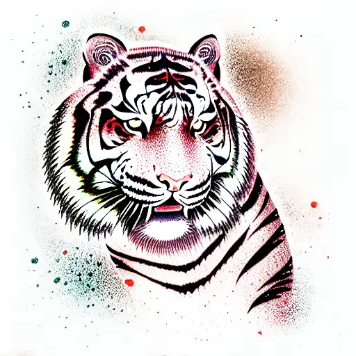Tiger abstract, enegry , earth chakra tattoo design idea