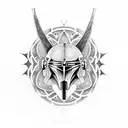 A dotwork mandala featuring the Mandalorian mythosaur in the center tattoo design idea