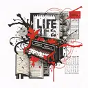 life, book and pain calendar tattoo design idea