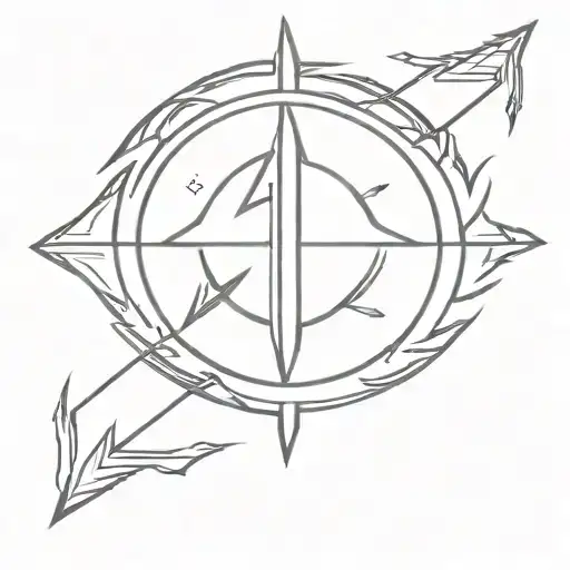  a minimal sun with an arrow going through it. its a symbol of Karna from Mahabharat, the son of the god of sun tattoo design idea