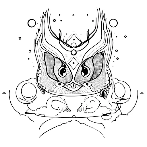 lua, mar, borboleta tattoo design idea