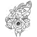lua, mar, borboleta tattoo design idea