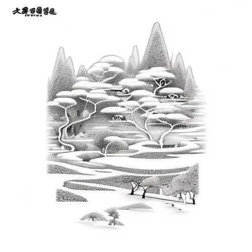 asian landscape tattoo design idea
