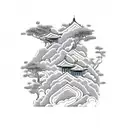 asian landscape tattoo design idea