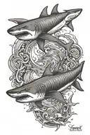 Vermont shape into ocean with sharks  tattoo design idea