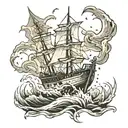 boat towing boat thunder and lightning storm tattoo design idea