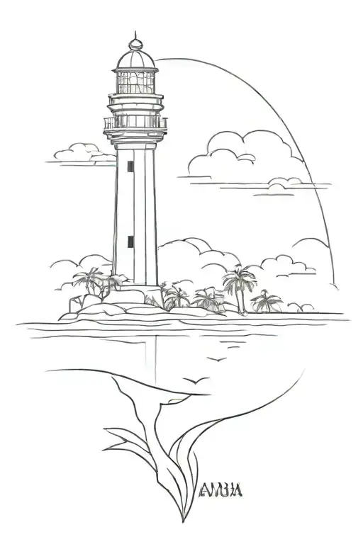 Aruba lighthouse standing tall tattoo design idea