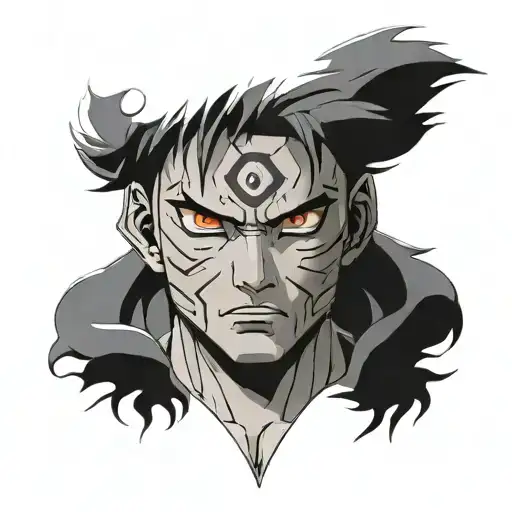 half kurama face peeling through skin half naruto face  tattoo design idea