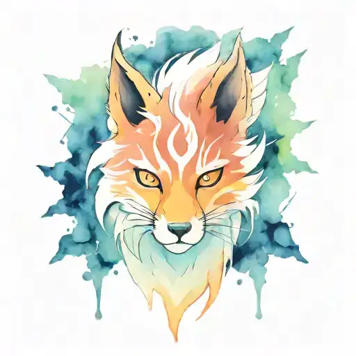 kurama and naruto half face tattoo design idea