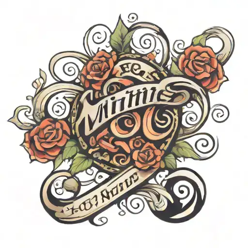 mine in cursive tattoo design idea