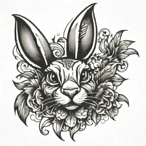 rabbit paw print tattoo design idea